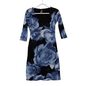 Vintage 90s Babydoll Dress Medium Floral Sheer Mesh Slinky Dark Romantic Grunge